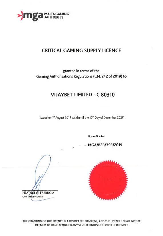 Vijaybet Mega Certificate